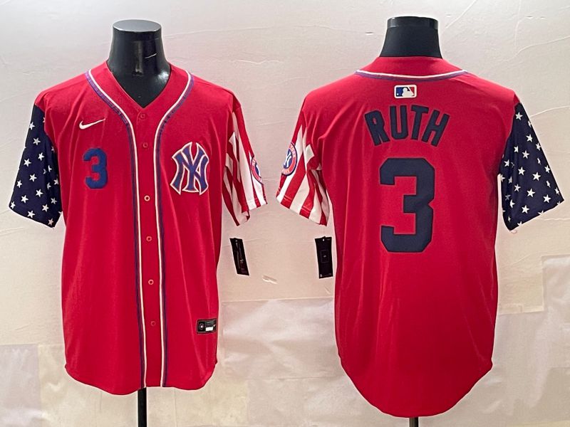 Men New York Yankees #3 Ruth Red a generation of national flags Jointly Name 2025 Nike MLB Jersey style 4->new york yankees->MLB Jersey